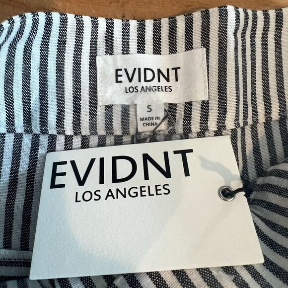 Evidnt Anthro High Rise Short SMALL White Gray Striped Linen Blend - Picture 6 of 10
